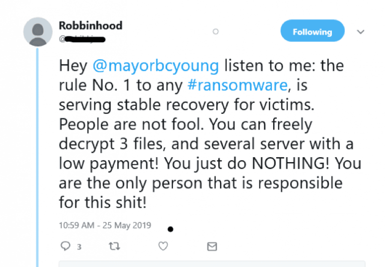 A screengrab of one of the tweets from Armor.