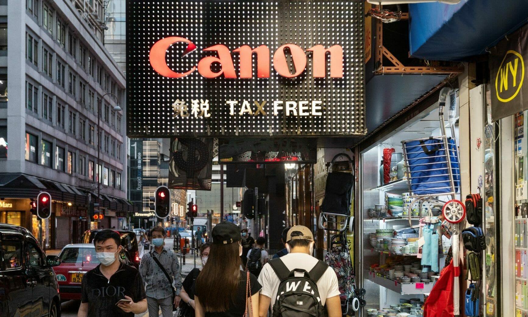 A Canon sign on a store in Hong Kong. Canon was among firms to be hit by a ransomware attack and potentially have to ponder whether or not to pay up. (Photo: SOPA Images / Contributor via Getty Images)