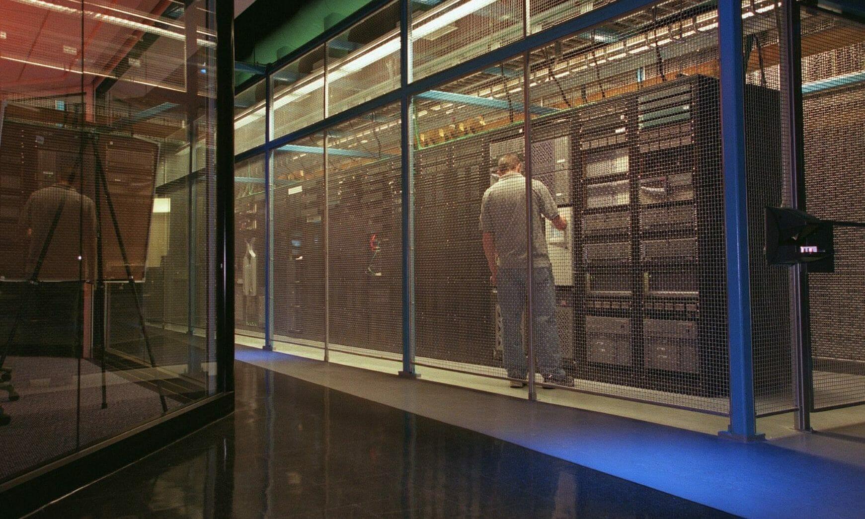 Inside a heavily secured data center.
(MediaNews Group/The Mercury News via Getty Images / Contributor)