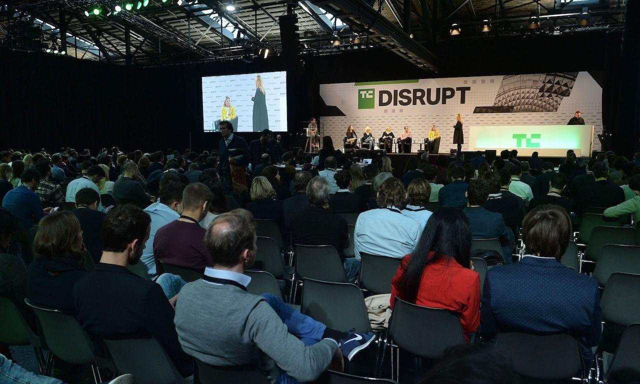 Attendees listen as the Startup Battlefield Competition takes place at Disrupt Berlin 2019. (Noam Galai/Getty Images for TechCrunch)