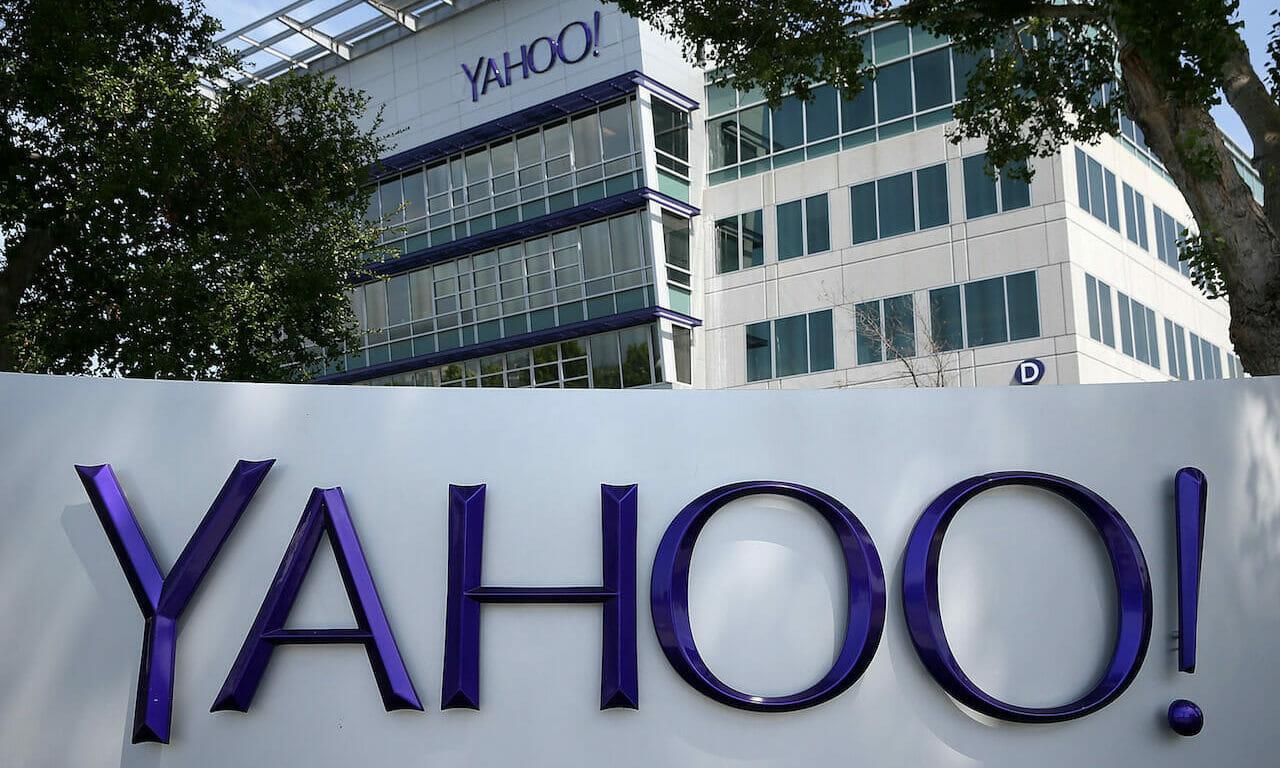 A sign is posted in front of the Yahoo! headquarters in Sunnyvale, California. (Justin Sullivan/Getty Images)