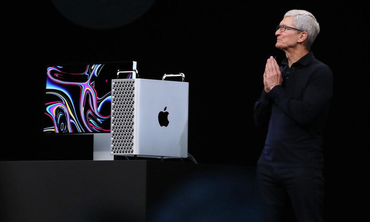 Apple CEO Tim Cook announces the new Mac Pro as he delivers the keynote address during the 2019 Apple Worldwide Developer Conference (WWDC) at the San Jose Convention Center on June 03, 2019 in San Jose, California.  (Photo by Justin Sullivan/Getty Images)