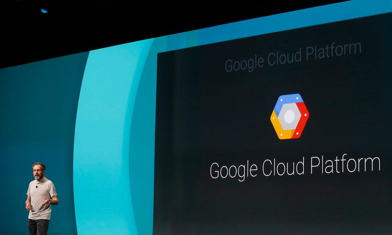 Urs Holzle, Senior Vice President for Technical Infrastructure at Google, speaks on the Google Cloud Platform during a Google I/O Developers Conference in San Francisco, California. (Photo by Stephen Lam/Getty Images)