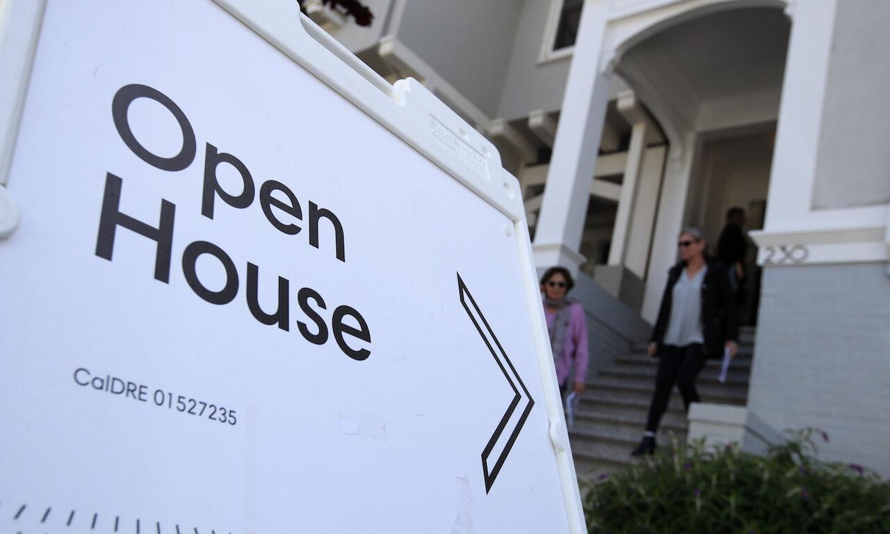 Real estate agents leave a home for sale during a broker open house on April 16, 2019 in San Francisco, California. (Photo by Justin Sullivan/Getty Images)