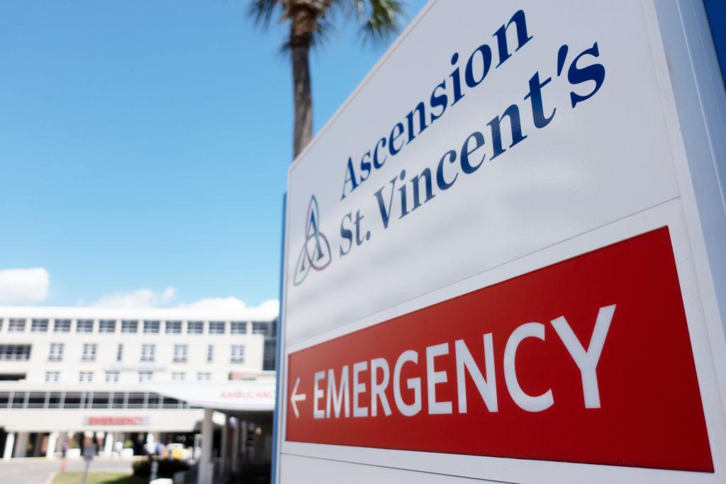 Ascension St. Vincent is among the healthcare entities impacted by the ongoing network outage at payroll vendor Kronos, brought on by a cyberattack.  (Photo by Cliff Hawkins/Getty Images)
