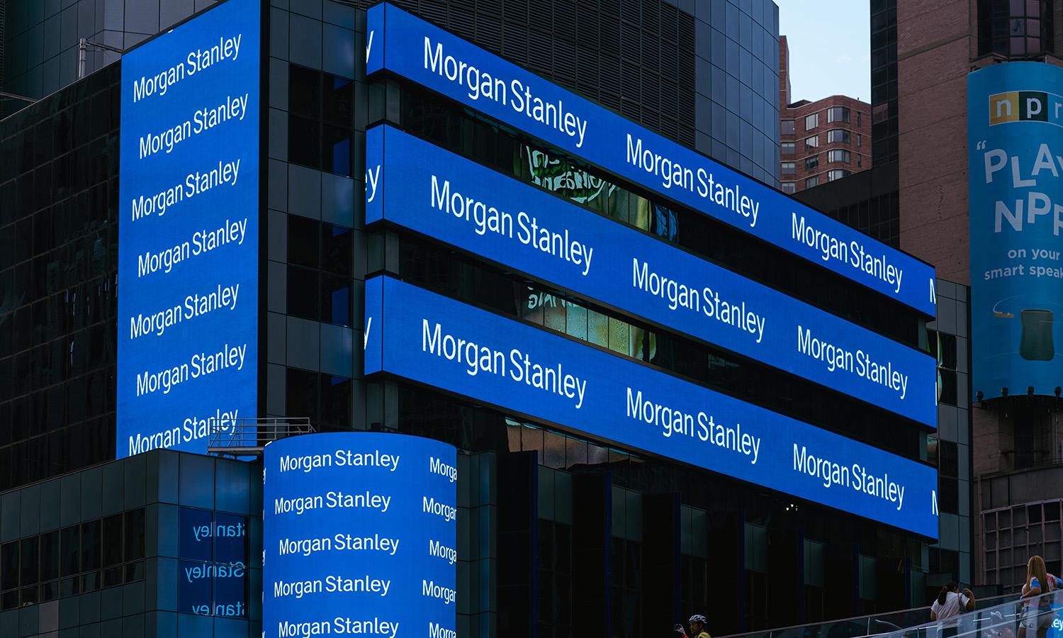 A view of the exterior of The Morgan Stanley Headquarters is seen in New York City&#8217;s Times Square in July. (Photo by Gabriel Pevide/Getty Images for Morgan Stanley)