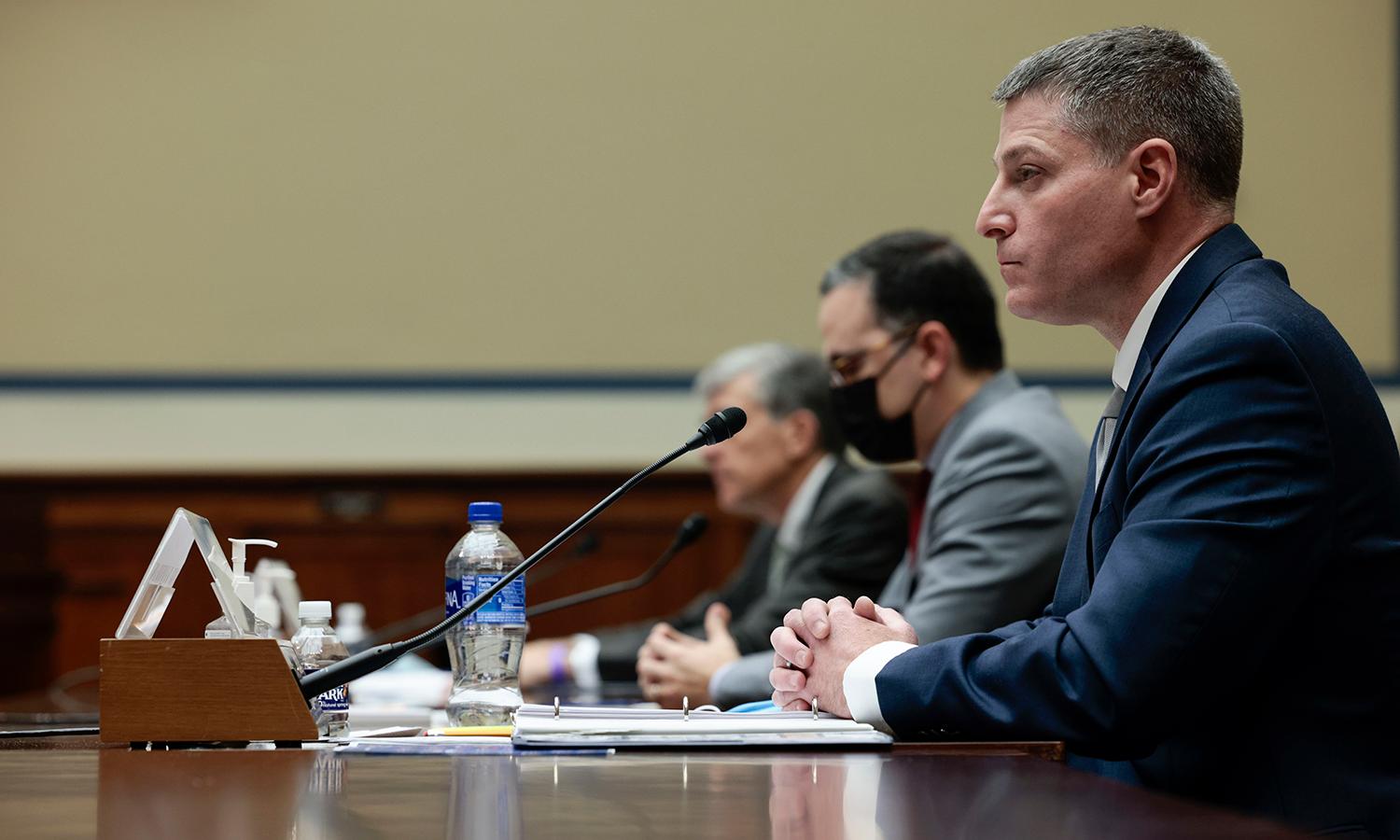 Bryan Vorndran, assistant director of the FBI&#8217;s Cyber Division, speaks at a hearing with the House Committee on Oversight and Reform on Nov. 16, 2021, in Washington. On Tuesday, Vorndran asked Congress for a raft of new money and enhanced statutory powers to help the FBI pursue criminal and nation-state hackers who target American businesses ...
