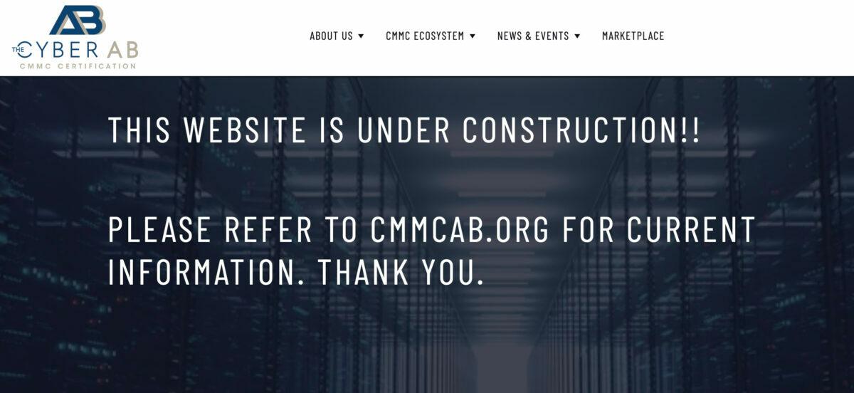 Screenshot of the new Cyber AB website. The CMMC Accreditation Body is rebranding in the hopes of avoiding further confusion about its connection to the federal government.
