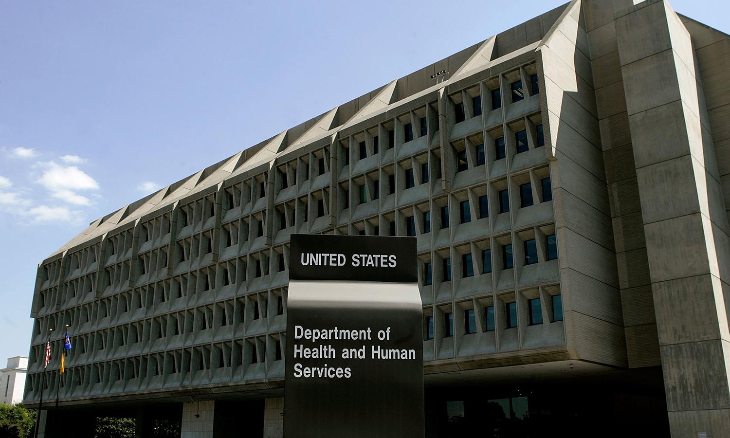 The U.S. Department of Health and Human Services building is shown in Washington.
