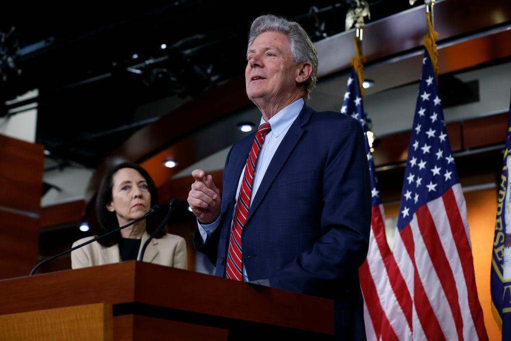 House Energy and Commerce Committee Chairman Frank Pallone, D-N.J., right, and Senate Commerce Committee Chair Maria Cantwell, D-Wash., hold a news conference in the U.S. Capitol Visitors Center. The House Energy and Commerce Committee passed its version of comprehensive data privacy legislation Wednesday, but the wrangling and lobbying among inter...