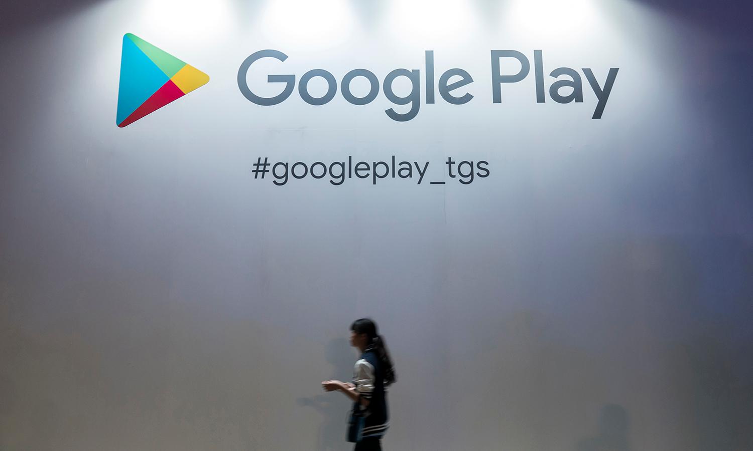 An attendee walks past the Google Play booth at the Tokyo Game Show 2019 at Makuhari Messe on Sept. 12, 2019, in Chiba, Japan. (Photo by Tomohiro Ohsumi/Getty Images)