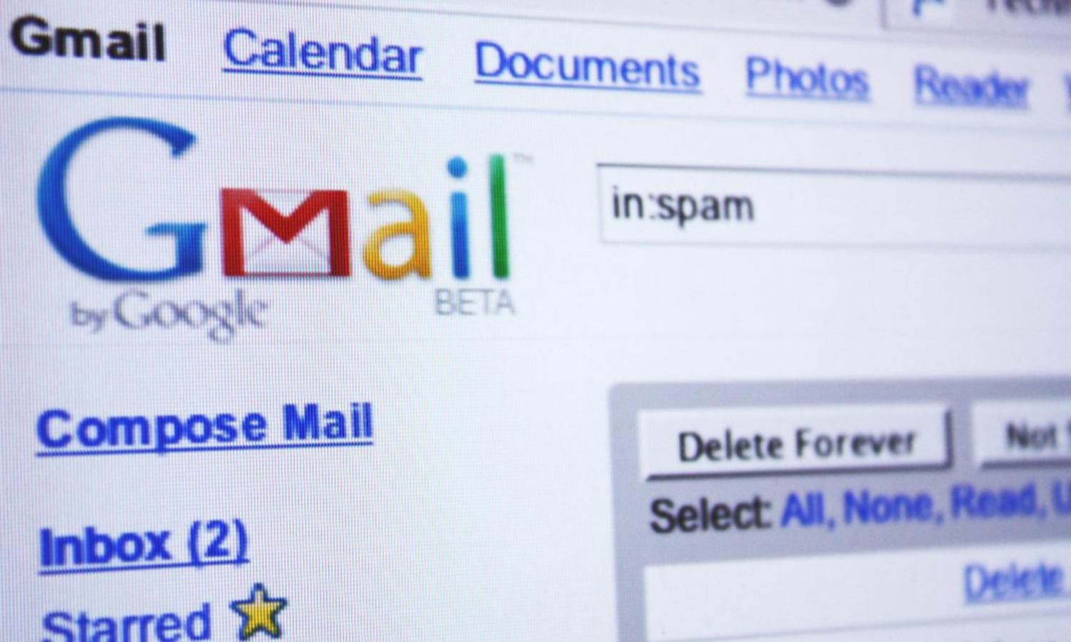 A Gmail inbox is seen on a computer screen