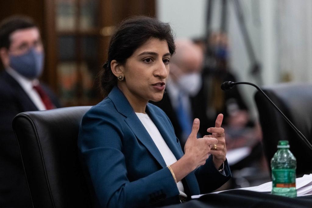 Then-FTC Commissioner nominee Lina M. Khan testifies during a Senate hearing. The FTC is considering broad new regulations on privacy and data security targeting commercial surveillance. (Photo by Graeme Jennings/Pool via Getty Images)