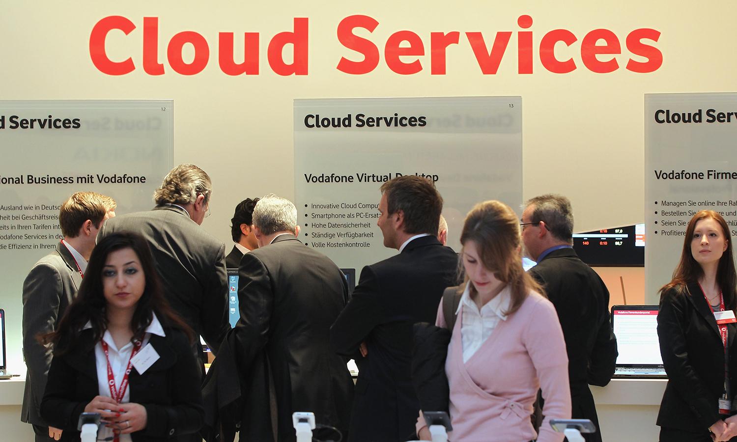 Cloud services presentation at a trade fair