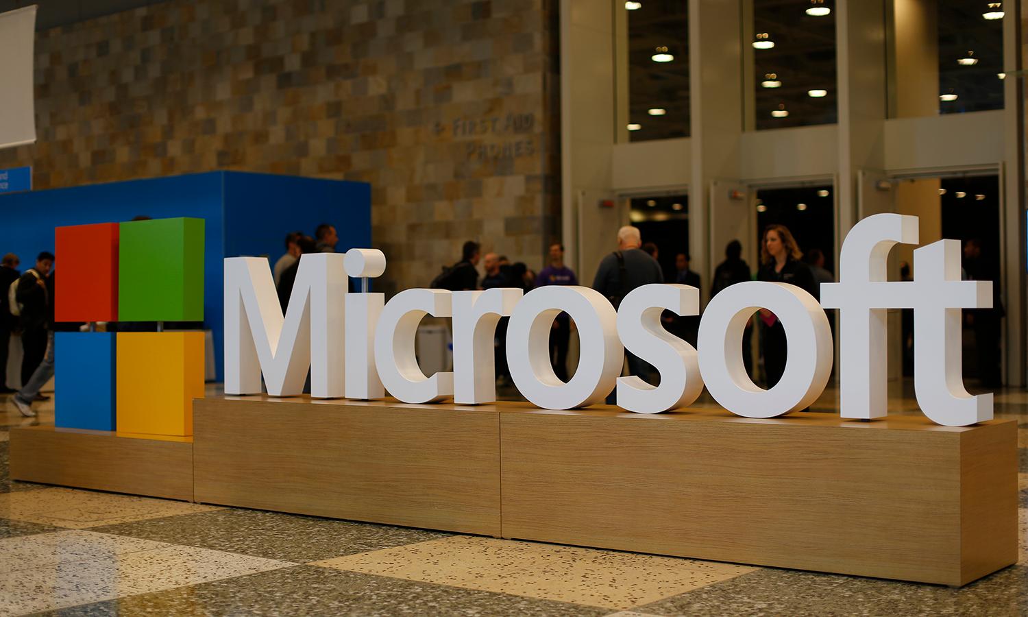 A Microsoft logo is seen
