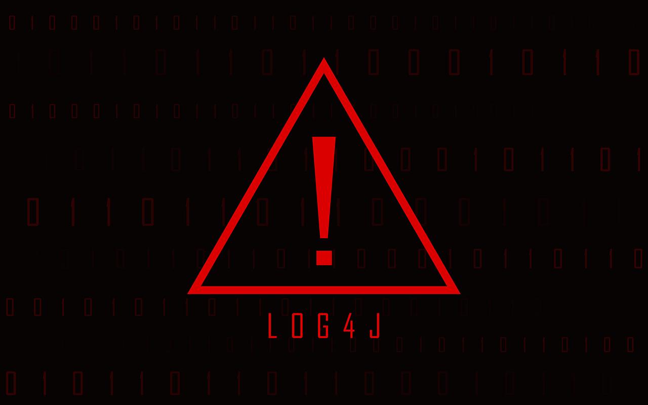 Security Vulnerability Log4j. Java code log4j with warning sign. Cyberspace and vulnerability. Vector illustration