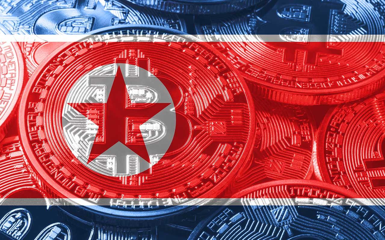 North Korea bitcoin flag