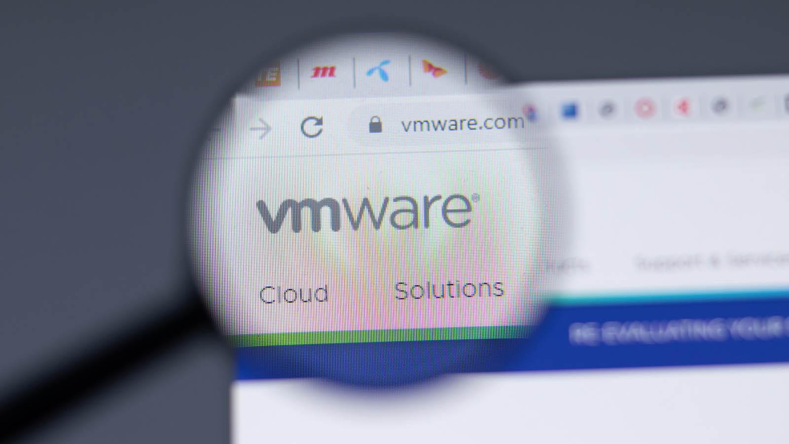 VMware logo close up on website page